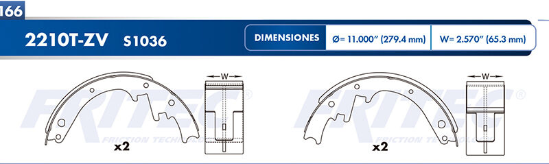 BALATA TAMBOR TRASERA FORD TRUCK RANGER ARGENTINA 2006-2012 =S1036