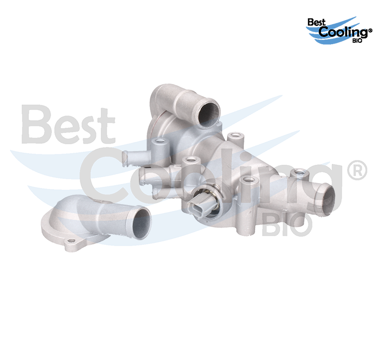 TOMA AGUA FORD FIESTA BRASIL 4L 1.6 LTS 2003-2010 CON TERMOSTATO BULBO TOMA RECTA Y CURVA CUERPO ALUMINIO BEST COOLING