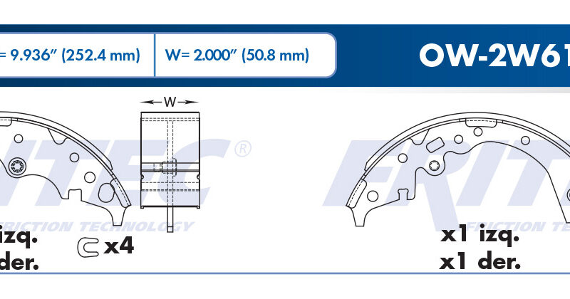 BALATA TAMBOR TRASERA TOYOTA TRUCK HIACE GL 2006-2010 GRUESA =FT015