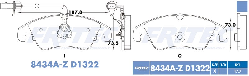 BALATA DISCO DELANTERA AUDI A4 2009-2016 AUDI A5 2010-2016 AUDI A6 QUATTRO 4L 2013-2016 AUDI A7 2015-2016 AUDI Q5 2009-2016 =D1322