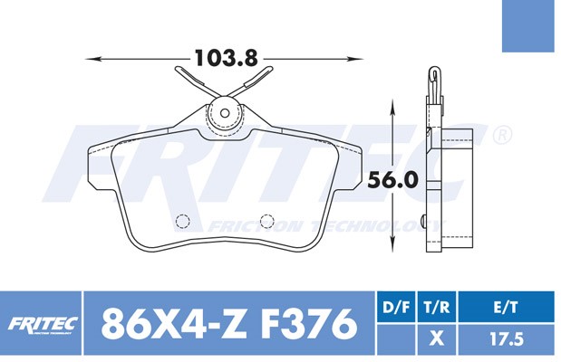 BALATA DISCO TRASERA PEUGEOT 308 2009-2012 PEUGEOT 308 CC 2010-2012 PEUGEOT 308 RC 2012 =F376