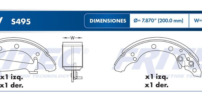 BALATA TAMBOR TRASERA VOLKSWAGEN JETTA 1981-1984 JETTA 1990-1992 CABRIOLET 1990-1993 FOX 1990-1993 =S495