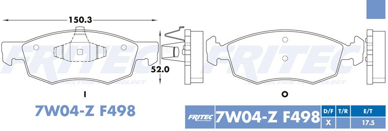 BALATA DISCO DELANTERA DODGE VISION BASE 4L 1.6 LTS 2015-2018 FIAT PALIO R 4 1.8 LTS 2007 PALIO ADVENTURE 4L 1.6 LTS 2004-2008 STRADA ADVENTURE 4L 1.6 LTS 2012-2014 RAM 700 ADVENTURE 4L 1.6 LTS 2020 PEUGEOT TRUCK PARTNER RAPID 4L 1.4 LTS 2024 =F498