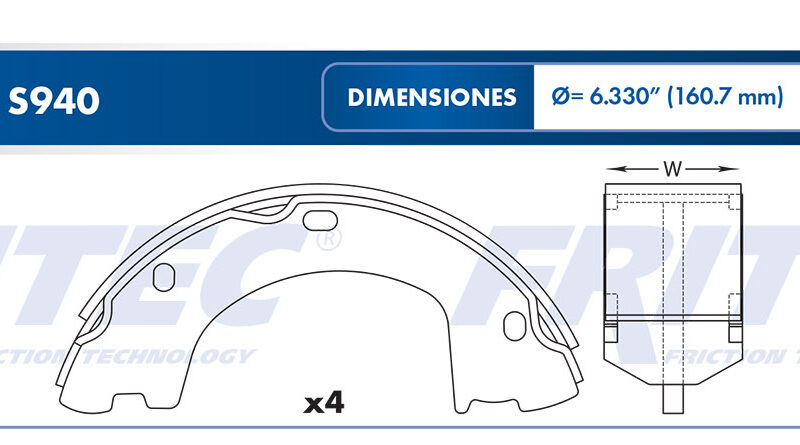 BALATA TAMBOR ESTACIONAMIENTO TRASERA MERCEDES BENZ TRUCK SPRINTER 3500 2007-2009 =S940