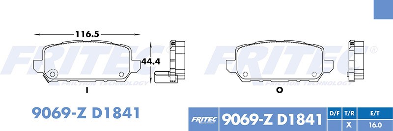 BALATA DISCO TRASERA HONDA TRUCK HR-V 2016 =D1841