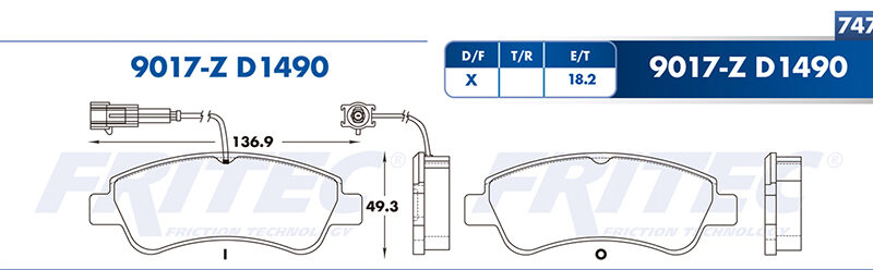 BALATA DISCO TRASERA FIAT TRUCK DUCATO 2008-2010 =D1490