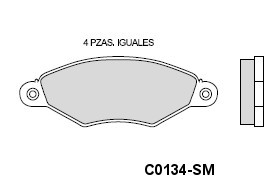 BALATA DISCO DELANTERA RENAULT KANGOO 2004-2009 PEUGEOT 206 2000-2002 PEUGEOT 207 2008-2011 PEUGEOT 207 CC 2010-2011 =F134