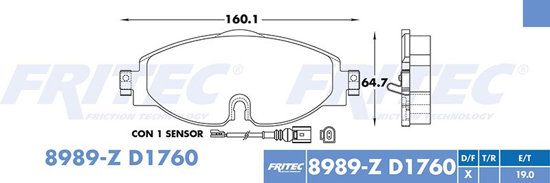 BALATA DISCO DELANTERA VOLKSWAGEN GOLF A7 2015-2020 GOLF GTI 2015-2021 AUDI A3 2015-2018 AUDI A3 SEDAN 2014-2020 =D1760