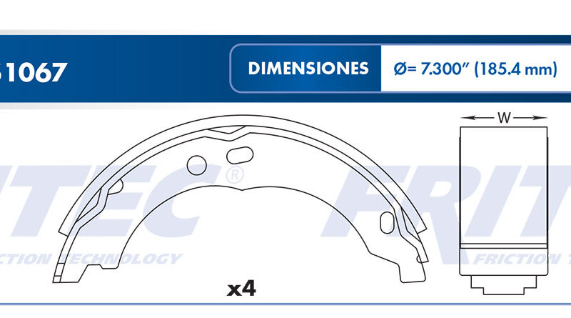 BALATA TAMBOR ESTACIONAMIENTO TRASERA RAM PROMASTER 1500 2014-2016 PROMASTER 2500 2014-2016 PROMASTER 3500 2014-2016 FIAT TRUCK DUCATO 2012 =S1067