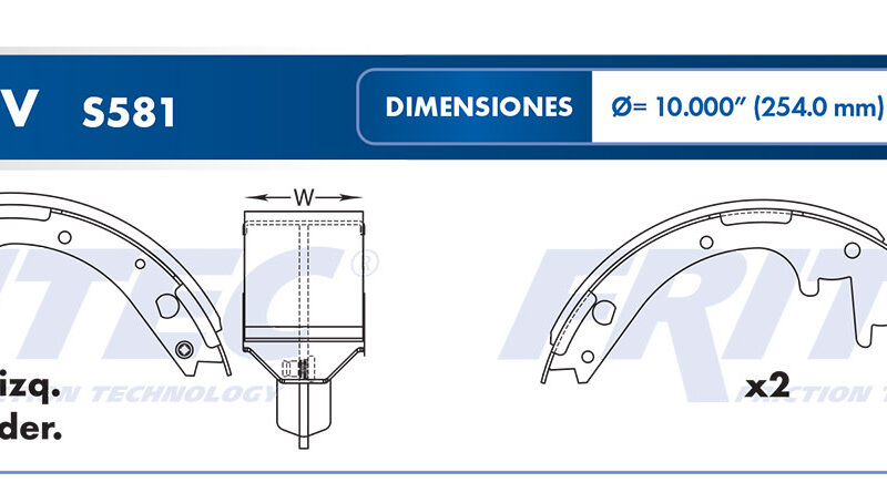 BALATA TAMBOR TRASERA FORD TRUCK AEROSTAR 1990-1993 EXPLORER 1991-1994 RANGER 1990-2002 =S581