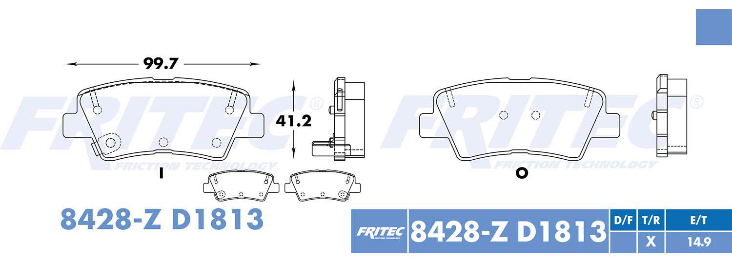 BALATA DISCO TRASERA KIA TRUCK SPORTAGE BASE 4L 2.4 LTS 2011-2013 KIA RIO EX 4L 1.6 LTS 2012-2020 HYUNDAI ELANTRA ESSENTIAL 4L 2.0 LTS 2020 EPB D1812 REEMPLAZA AL SPC-8428-Z Y AL SPC-8428-Z6
