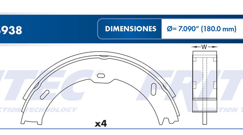 BALATA TAMBOR ESTACIONAMIENTO TRASERA DODGE TRUCK SPRINTER 2500 2007-2016 FRENO DE ESTACIONAMIENTO =S938