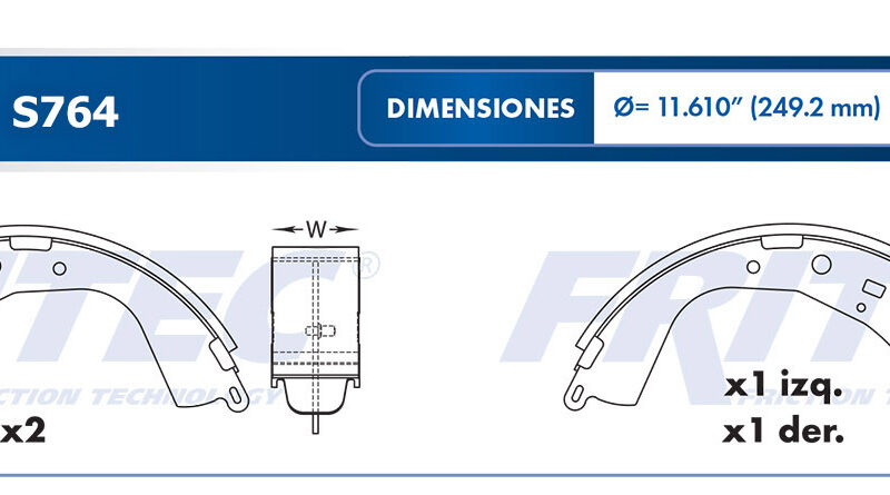 BALATA TAMBOR TRASERA TOYOTA TRUCK HIACE 4L 2.7 LTS 2015-2016 =D764