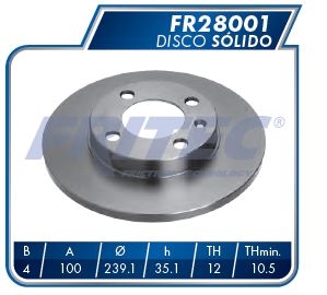 DISCO SOLIDO DELANTERO VOLKSWAGEN JETTA 1987-1999 POINTER 1998-2007 GOLF 1986-1999 DERBY 1995-1998 ATLANTIC 1981-1987