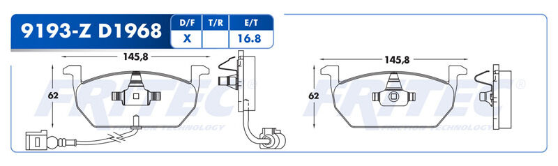 BALATA DISCO DELANTERA SEAT IBIZA 2017-2023 SEAT TRUCK ARONA 2018-2023 AUDI 3 2015-2020 AUDI A1 2018 AUDI A1 2020-2023 VOLKSWAGEN TRUCK NIVUS 2022-2024 =D1968