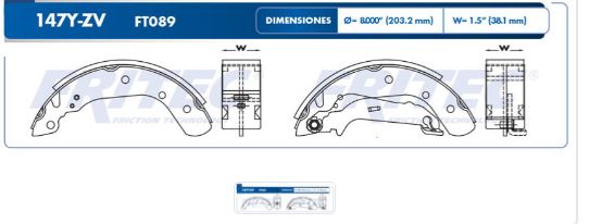 BALATA TAMBOR TRASERA FORD FIESTA IKON 4L 1.6 LTS 2011-2012