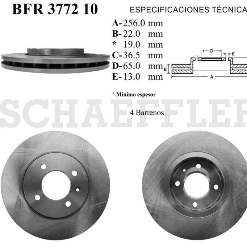 DISCO VENTILADO DELANTERO VOLKSWAGEN GOL 4L 1.6 LTS 2017-2020 VOLKSWAGEN TRUCK SAVEIRO 4L 1.6 LTS 2017-2023 4 BARRENOS