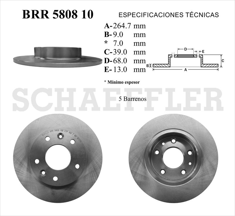 DISCO SOLIDO TRASERO MAZDA 3 4L 2.0 LTS 2014-2018 MAZDA 3 4L 2.5 LTS 2014-2023 5 BARRENOS