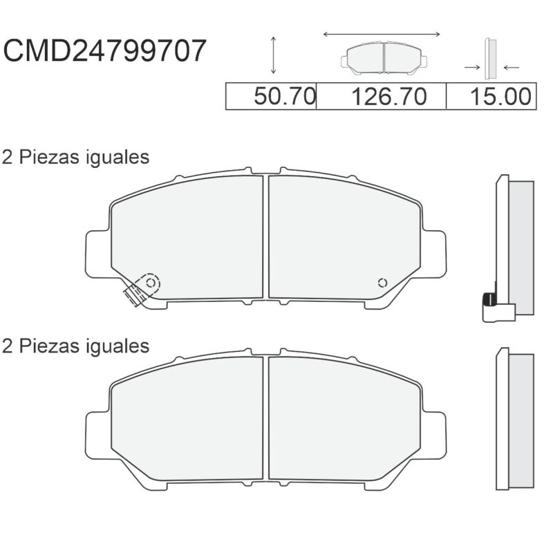 BALATA DISCO DELANTERA TOYOTA TRUCK AVANZA LE 4L 1.5 LTS 2022-2024 AVANZA XLE 4L 1.5 LTS 2022-2024 RAIZE XLE 3L 1.0 LTS 2022-2024 RAIZE XLE BITONO 3L 1.0 LTS 2022-2024