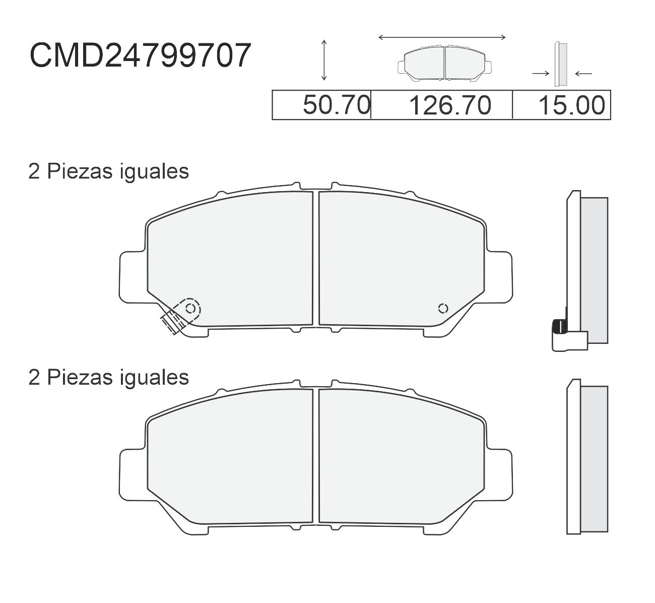 BALATA DISCO DELANTERA TOYOTA TRUCK AVANZA LE 4L 1.5 LTS 2022-2024 AVANZA XLE 4L 1.5 LTS 2022-2024 RAIZE XLE 3L 1.0 LTS 2022-2024 RAIZE XLE BITONO 3L 1.0 LTS 2022-2024