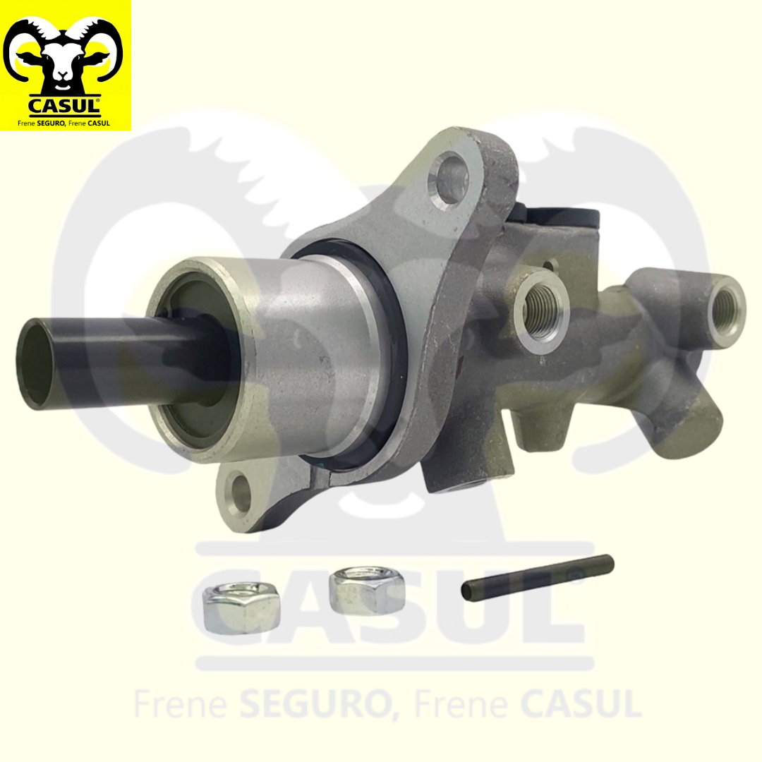 CILINDRO MAESTRO FRENOS VOLKSWAGEN JETTA CITY 2006-2009 JETTA CLASICO 2010-2013 JETTA A4 2003-2009 CON PROGRAMA DE ESTABILIDAD ELECTRONICA SUSTITUYE AL 390955 ALUMINIO DIAMETRO 15/16" 23.81MM CUERDA PRIMARIA M12-1.0 SECUNDARIA M12-1.0