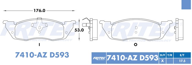 BALATA DISCO DELANTERA DODGE TRUCK DAKOTA 1993-1998 =D593