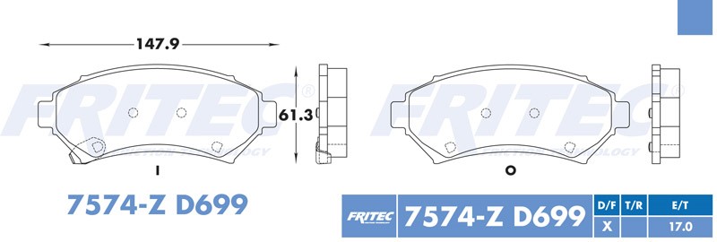 BALATA DISCO DELANTERA BUICK CENTURY 1997 CENTURY 2000-2005 CHEVROLET IMPALA 2000-2005 MONTE CARLO 2000-2005 =D699