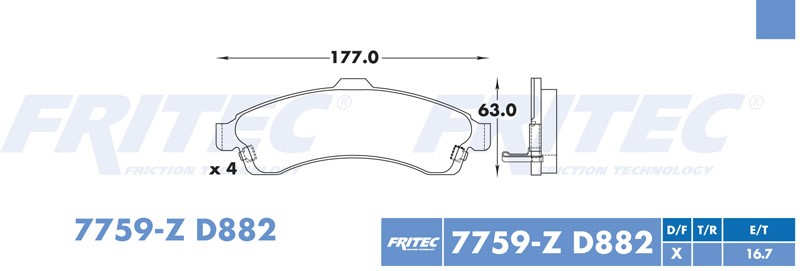 BALATA DISCO DELANTERA CHEVROLET TRUCK SILVERADO SSR 2003-2005 TRAILBLAZER 2002-2005 GMC TRUCK ENVOY 2002-2005 =D882