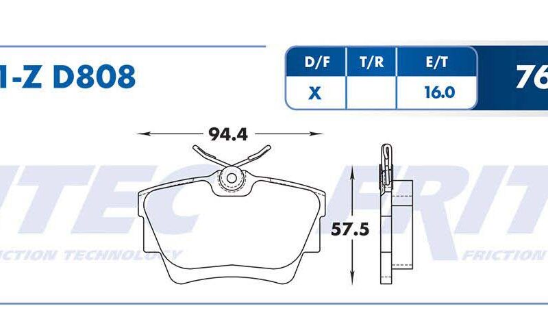BALATA DISCO TRASERA VOLKSWAGEN TRUCK EUROVAN 2001-2004 PANEL 2000-2001 =D808