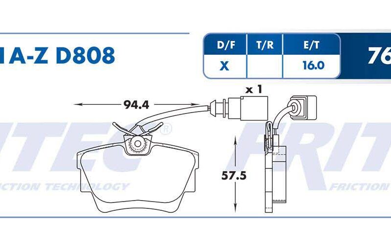 BALATA DISCO TRASERA VOLKSWAGEN TRUCK EUROVAN 2001-2004 PANEL 2000-2001 =D808