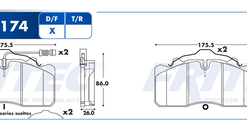 BALATA DISCO DELANTERA TRASERA MERCEDES BENZ MARCO POLO 2006-2007 KENWORTH 45 2007-2008 SCANIA =F174