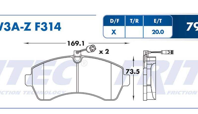 BALATA DISCO DELANTERA VOLKSWAGEN TRUCK CRAFTER 2008-2014 DODGE SPRINTER 3500 2007-2014 MERCEDES BENZ SPRINTER 2007-2009 =F314
