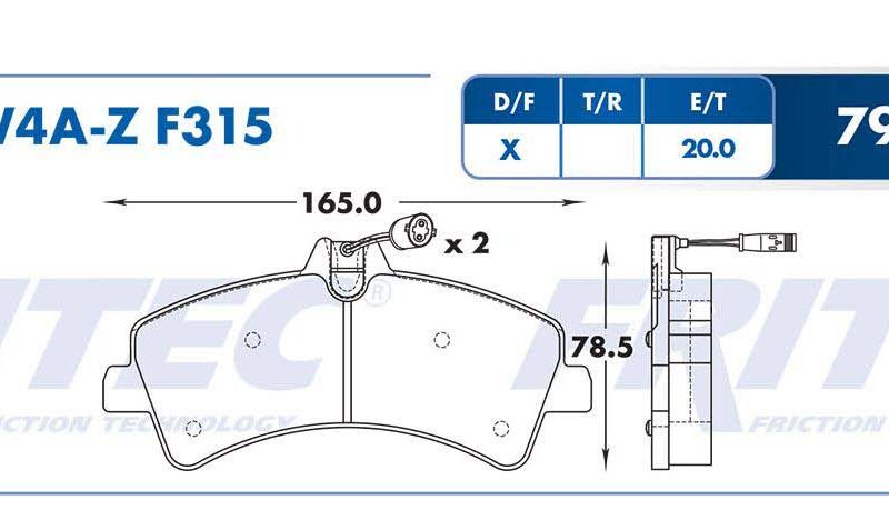 BALATA DISCO TRASERA VOLKSWAGEN TRUCK CRAFTER 2008-2012 MERCEDES BENZ TRUCK SPRINTER 3500 2008-2009 SPRINTER 415 2007-2012 =F315