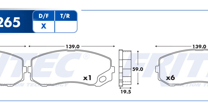 BALATA DISCO DELANTERA TRASERA MITSUBISHI FE120 2005 FE140 2006-2007 FE145 2005-2009 FE145CC 2005-2009 2009 DERECHA =D1265