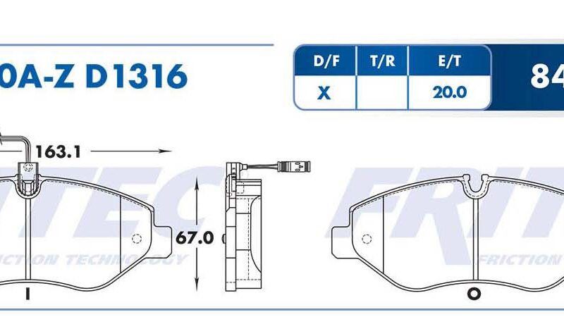BALATA DISCO DELANTERA DODGE SPRINTER 2500 2007-2015 MERCEDES BENZ SPRINTER 315 2007-2012 MERCEDES BENZ 316 2007-2012=D1316