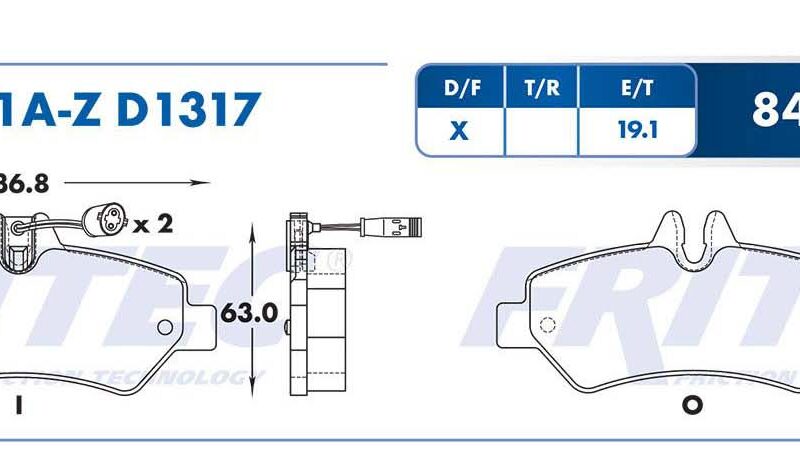 BALATA DISCO TRASERA VOLKSWAGEN TRUCK CRAFTER 2008-2012 DODGE TRUCK SPRINTER 2500 2006-2015 =D1317