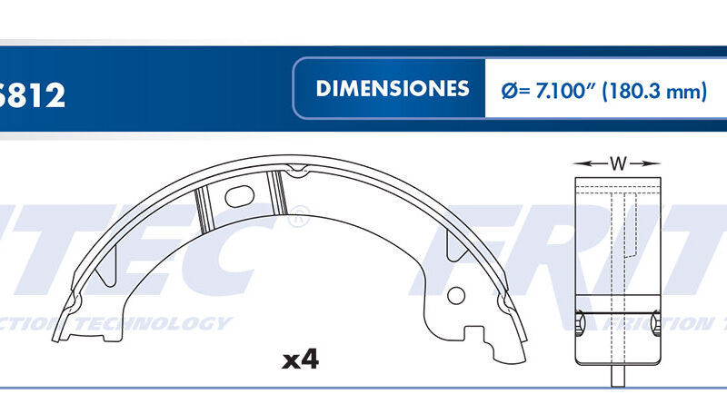 BALATA TAMBOR ESTACIONAMIENTO TRASERA CHRYSLER TRUCK TOWN & COUNTRY 2001-2007 DODGE TRUCK CARAVAN 2001-2002 GRAND CARAVAN 2001-2007 =S812