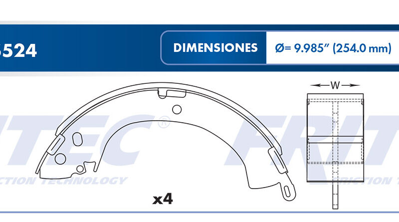 BALATA TAMBOR TRASERA DODGE TRUCK 1000 VAN 2007-2009 RAIDER 1985-1987 RAM 50 1985-1986 MITSUBISHI TRUCK MONTERO 1985-1987 =S524