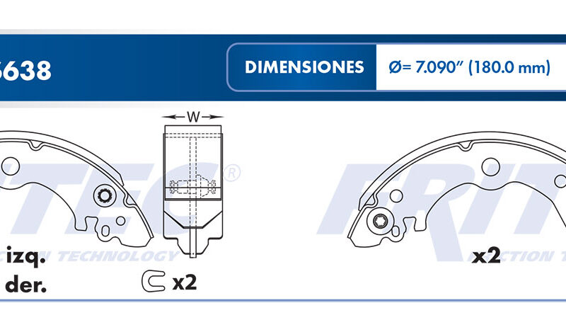 BALATA TAMBOR TRASERA NISSAN TSURU GSI 1992-2016 TSURU GSII 2010-2016 SENTRA 1991-1999 200SX 1995-1998 TSUBAME 1993-1999 =S638