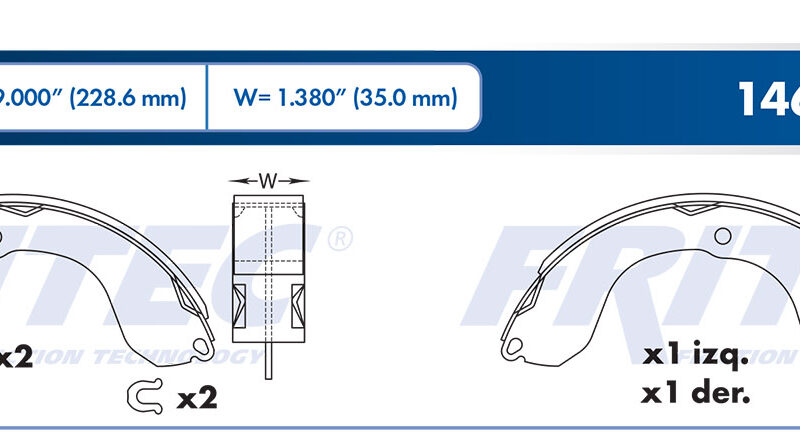 BALATA TAMBOR TRASERA NISSAN SENTRA 2007-2012 DODGE AVENGER 2008-2012 CALIBER SE 2007-2009 2 DISCOS