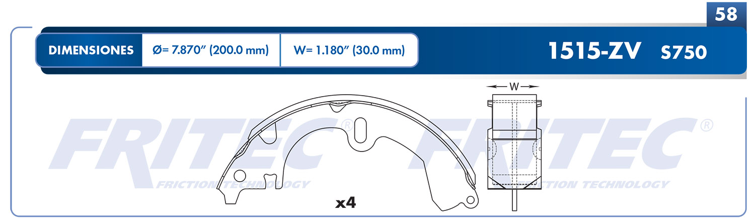 BALATA TAMBOR TRASERA TOYOTA COROLLA CE 4L 1.8 LTS 1999-2003 COROLLA LE 4L 1.8 LTS 2000-2003 COROLLA S 4L 1.8 LTS 2001-2002 COROLLA VE 4L 1.8 LTS 2000 FAW F5 LUJO HL 4L 1.5 LTS 2008-2009 FAW F5 LUJO SL 4L 1.5 LTS 2008-2009 =S750