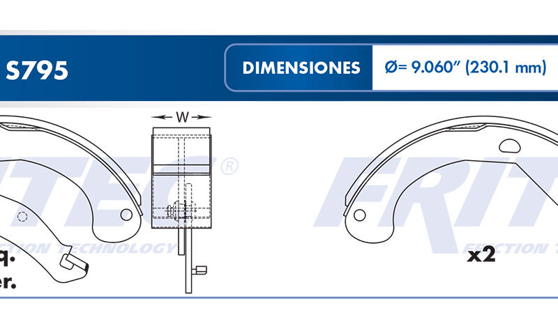BALATA TAMBOR TRASERA CHEVROLET CAVALIER 2003-2004 CHEVROLET TRUCK HHR 2006-2008 PONTIAC SUNFIRE 2003-2005 =S795