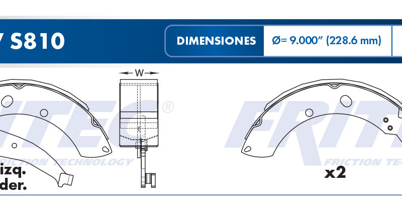 BALATA TAMBOR TRASERA VOLKSWAGEN VENTO 2013-2016 =S810