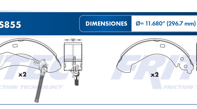 BALATA TAMBOR TRASERA CHEVROLET TRUCK SILVERADO 1500 2005-2008 GMC TRUCK SIERRA 1500 2005-2007 =S855