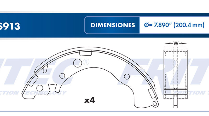 BALATA TAMBOR TRASERA HONDA CIVIC 2002-2013 FIT 2009-2013 FIT EX 2010-2011 FIT LX 2010-2011 FIT 2015-2016 HONDA CITY 2010-2012 =S913