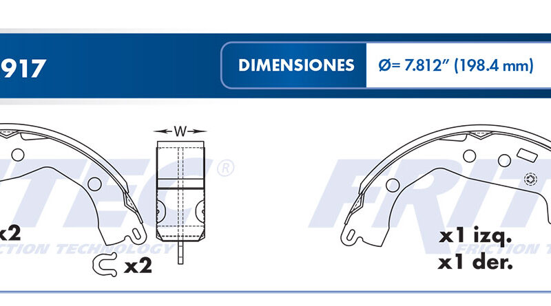 BALATA TAMBOR TRASERA TOYOTA YARIS HATCH BACK 2006-2014 YARIS SEDAN 2006-2006 =1621