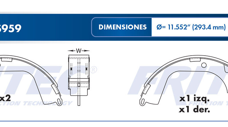 BALATA TAMBOR TRASERA CHEVROLET TRUCK COLORADO 2009-2012 GMC TRUCK CANYON 2009-2012 CANYON 2010-2012 4WD =S959