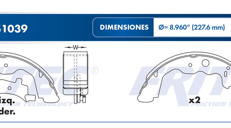 BALATA TAMBOR TRASERA RENAULT TRUCK DUSTER 2013-2016 DUSTER EXPRESSION 2013 =S1039