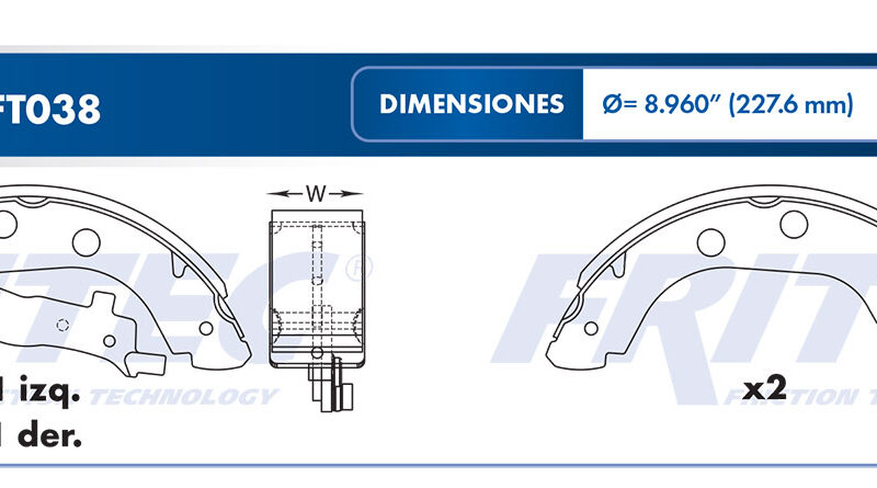 BALATA TAMBOR TRASERA RENAULT TRUCK KANGOO 2004-2009 KANGOO EXPRESS 2004-2011 =FT038