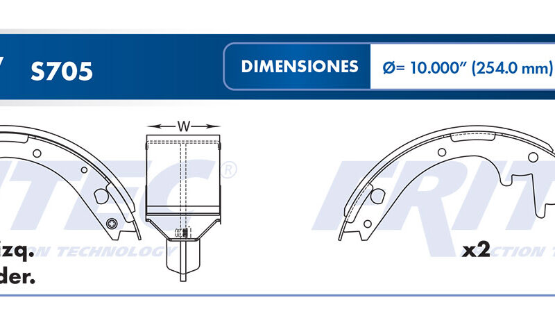 BALATA TAMBOR TRASERA FORD TRUCK RANGER 1995-2002 MAZDA TRUCK B2300 1995-1997 B3000 1995-1997 B4000 1995-1997 =S705